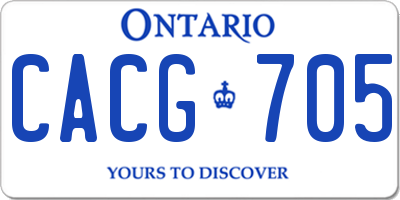 ON license plate CACG705