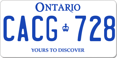 ON license plate CACG728