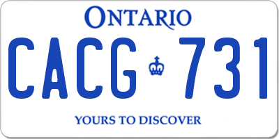 ON license plate CACG731