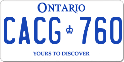 ON license plate CACG760