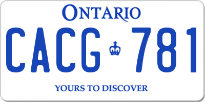 ON license plate CACG781