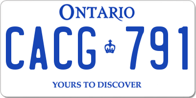 ON license plate CACG791