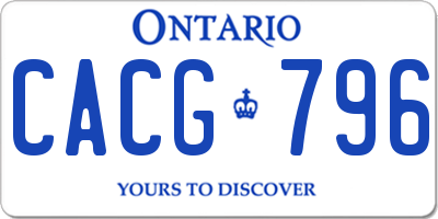 ON license plate CACG796