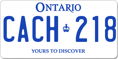 ON license plate CACH218