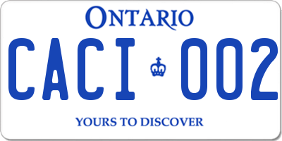 ON license plate CACI002