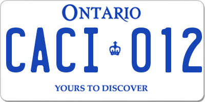 ON license plate CACI012