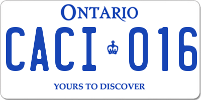 ON license plate CACI016