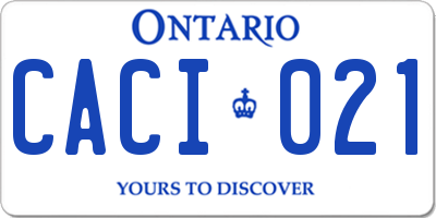 ON license plate CACI021