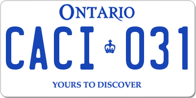 ON license plate CACI031