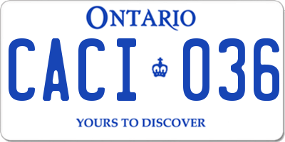 ON license plate CACI036