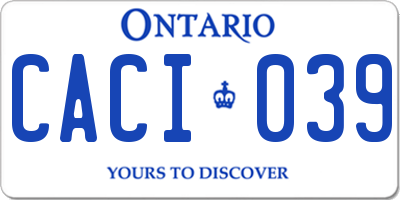 ON license plate CACI039