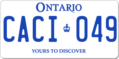 ON license plate CACI049