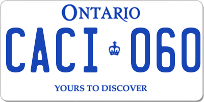 ON license plate CACI060