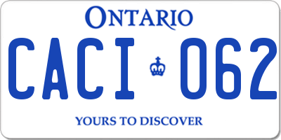 ON license plate CACI062