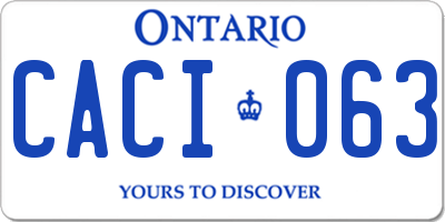 ON license plate CACI063