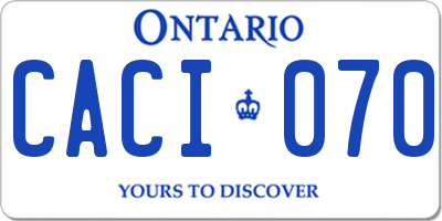 ON license plate CACI070