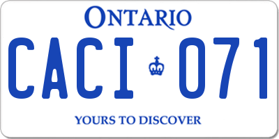 ON license plate CACI071