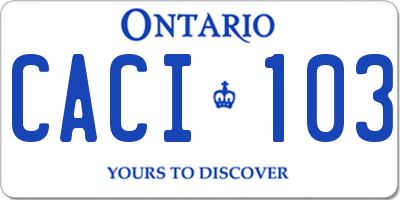 ON license plate CACI103