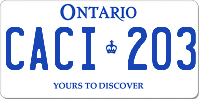 ON license plate CACI203