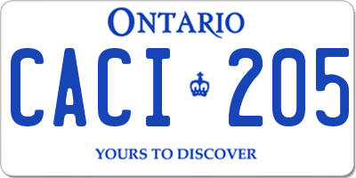 ON license plate CACI205