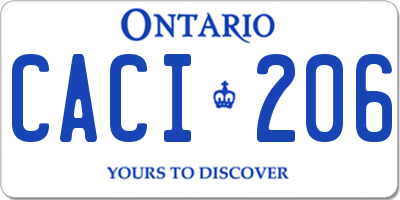 ON license plate CACI206