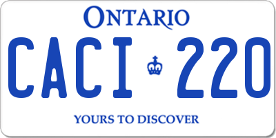 ON license plate CACI220