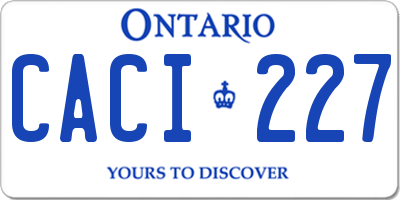 ON license plate CACI227