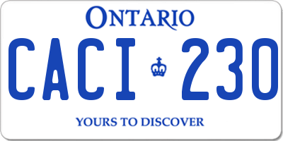 ON license plate CACI230