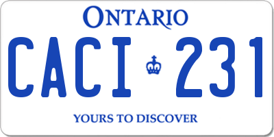 ON license plate CACI231