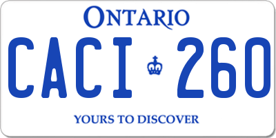 ON license plate CACI260