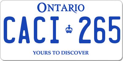 ON license plate CACI265