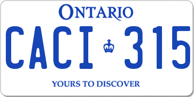 ON license plate CACI315