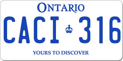 ON license plate CACI316