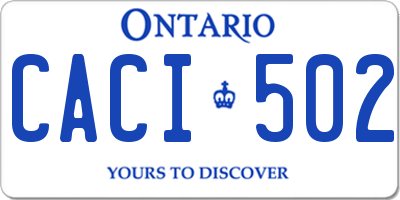 ON license plate CACI502