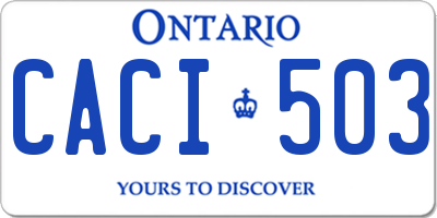 ON license plate CACI503