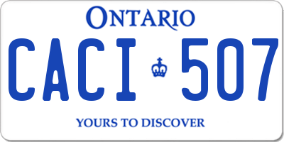 ON license plate CACI507