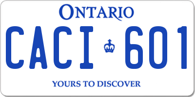 ON license plate CACI601