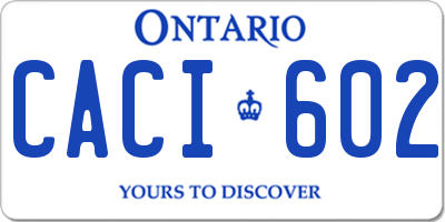 ON license plate CACI602