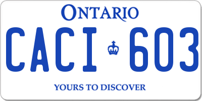 ON license plate CACI603