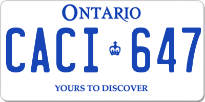 ON license plate CACI647