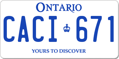 ON license plate CACI671