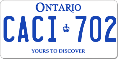 ON license plate CACI702