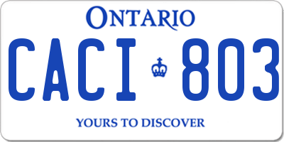 ON license plate CACI803