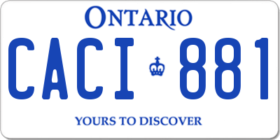 ON license plate CACI881