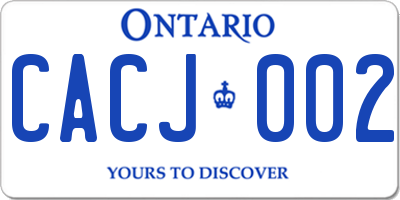 ON license plate CACJ002