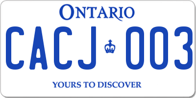 ON license plate CACJ003