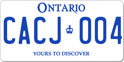 ON license plate CACJ004