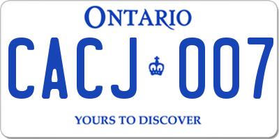 ON license plate CACJ007