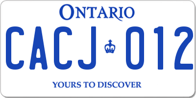 ON license plate CACJ012