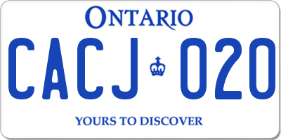 ON license plate CACJ020